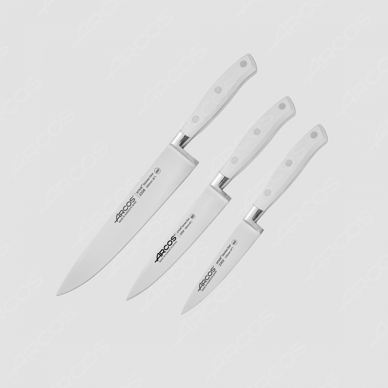 Набор кухонных ножей "поварская тройка", серия Riviera Blanca, ARCOS, Испания