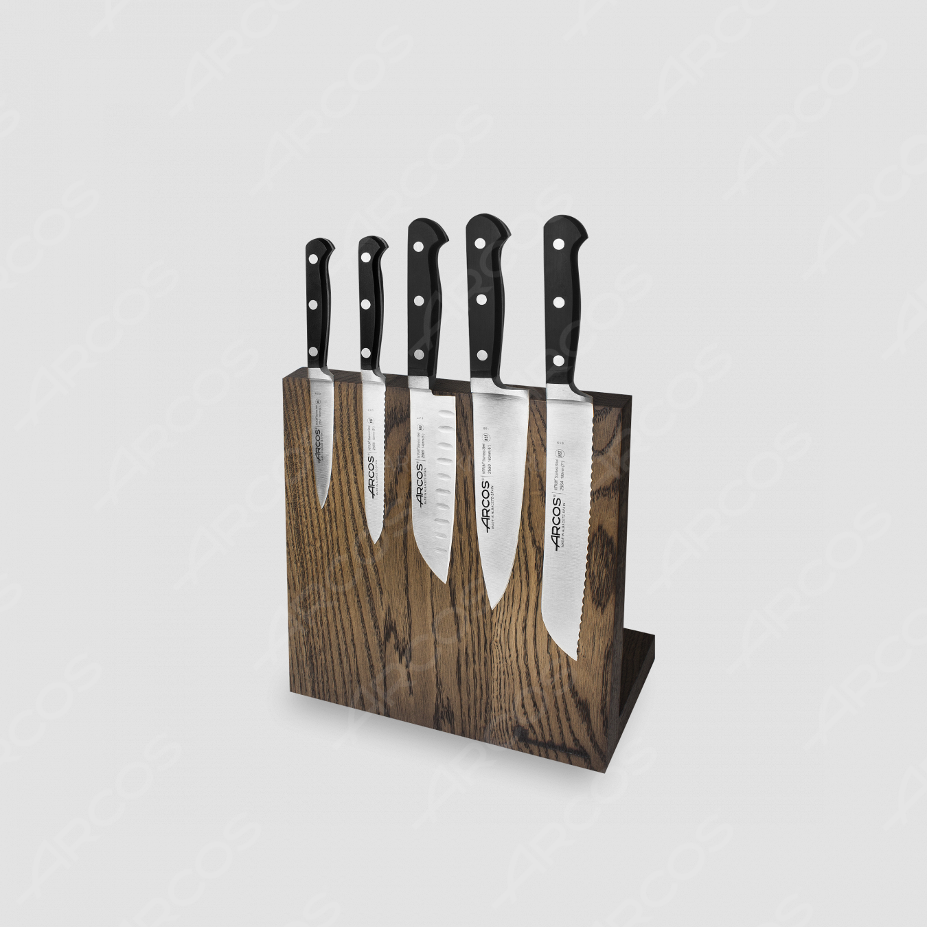 Набор из 5-ти кухонных ножей на подставке из дуба, серия Clasica, ARCOS, Испания