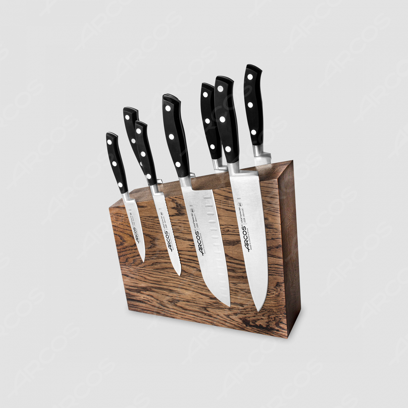 Набор из 8-ми кухонных ножей на подставке из дуба, серия Riviera, ARCOS, Испания