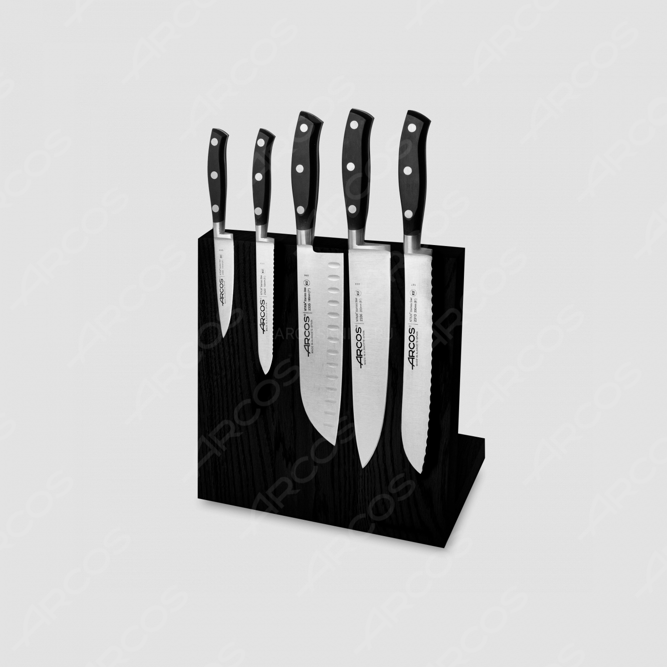 Набор из 5-ти кухонных ножей на подставке из дуба, серия Riviera, ARCOS, Испания