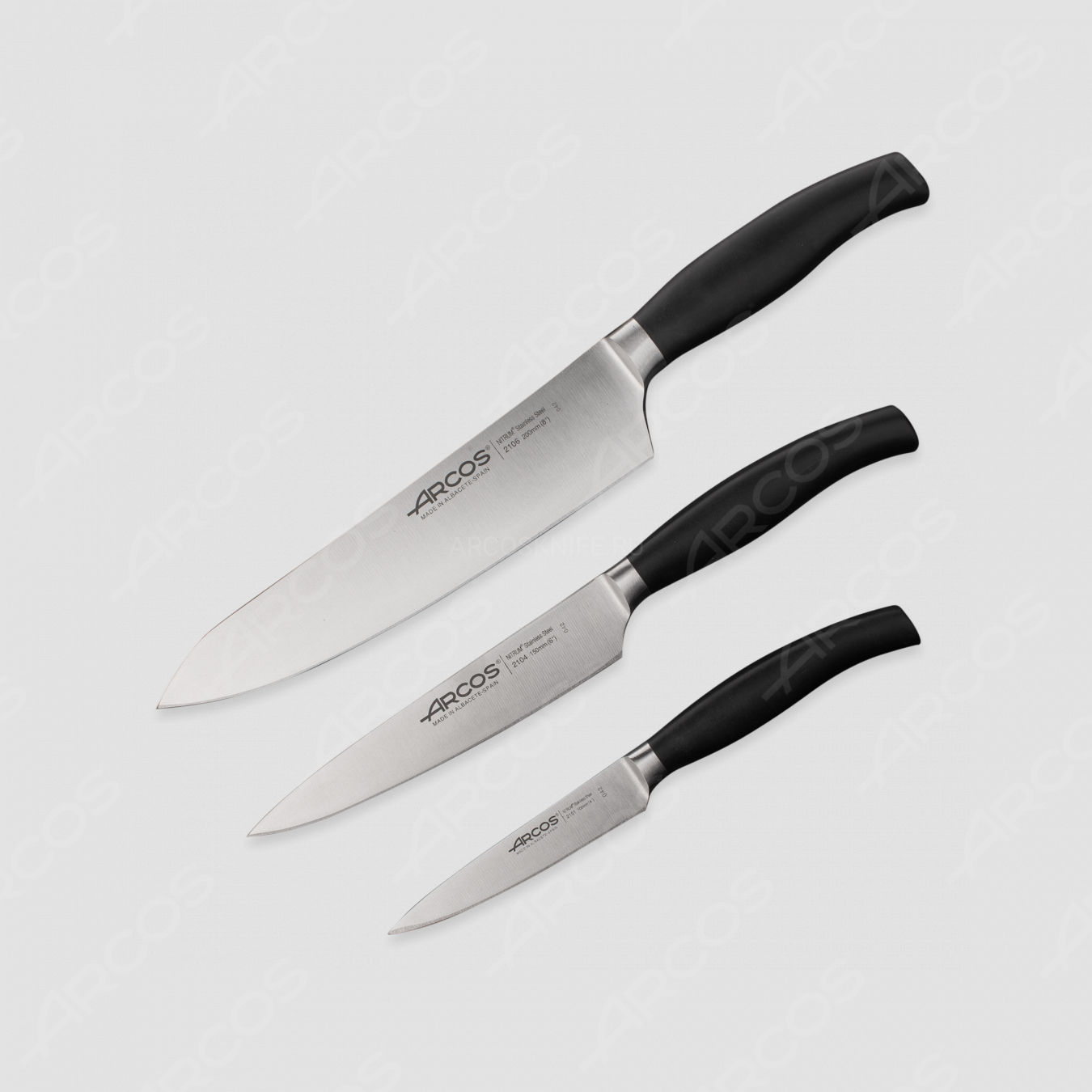 Набор кухонных ножей 3 штуки (10 см, 15 см, 20 см),серия Clara, ARCOS, Испания