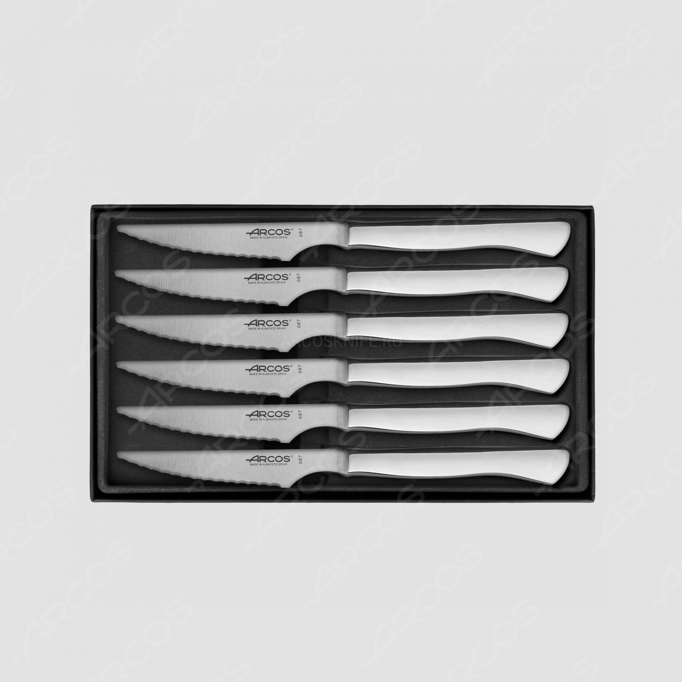 Набор столовых ножей для стейка 6 шт, рукоять нержавеющая сталь, серия Steak Knives, ARCOS, Испания