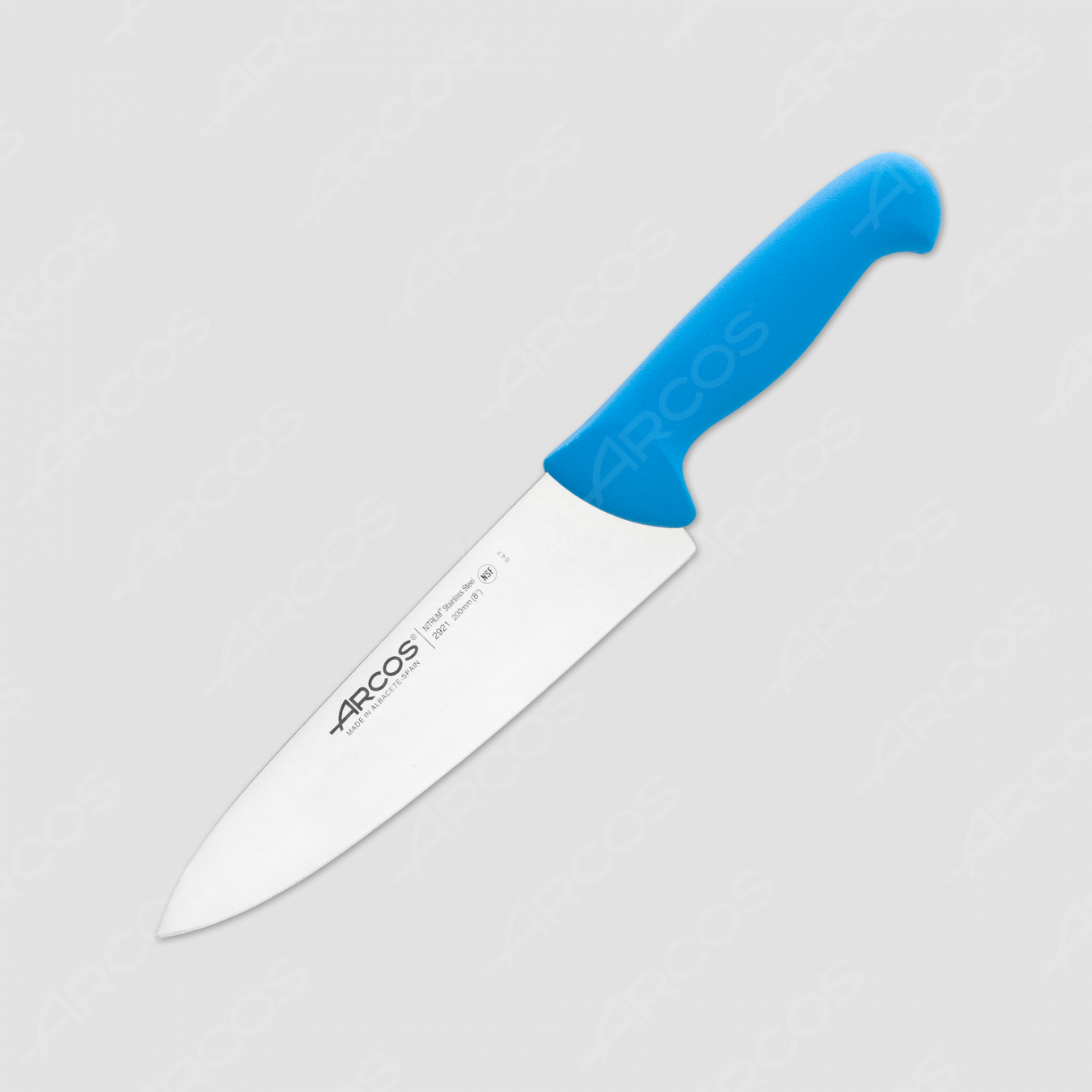 Профессиональный поварской кухонный нож 20 см, рукоять голубая, серия 2900, ARCOS, Испания