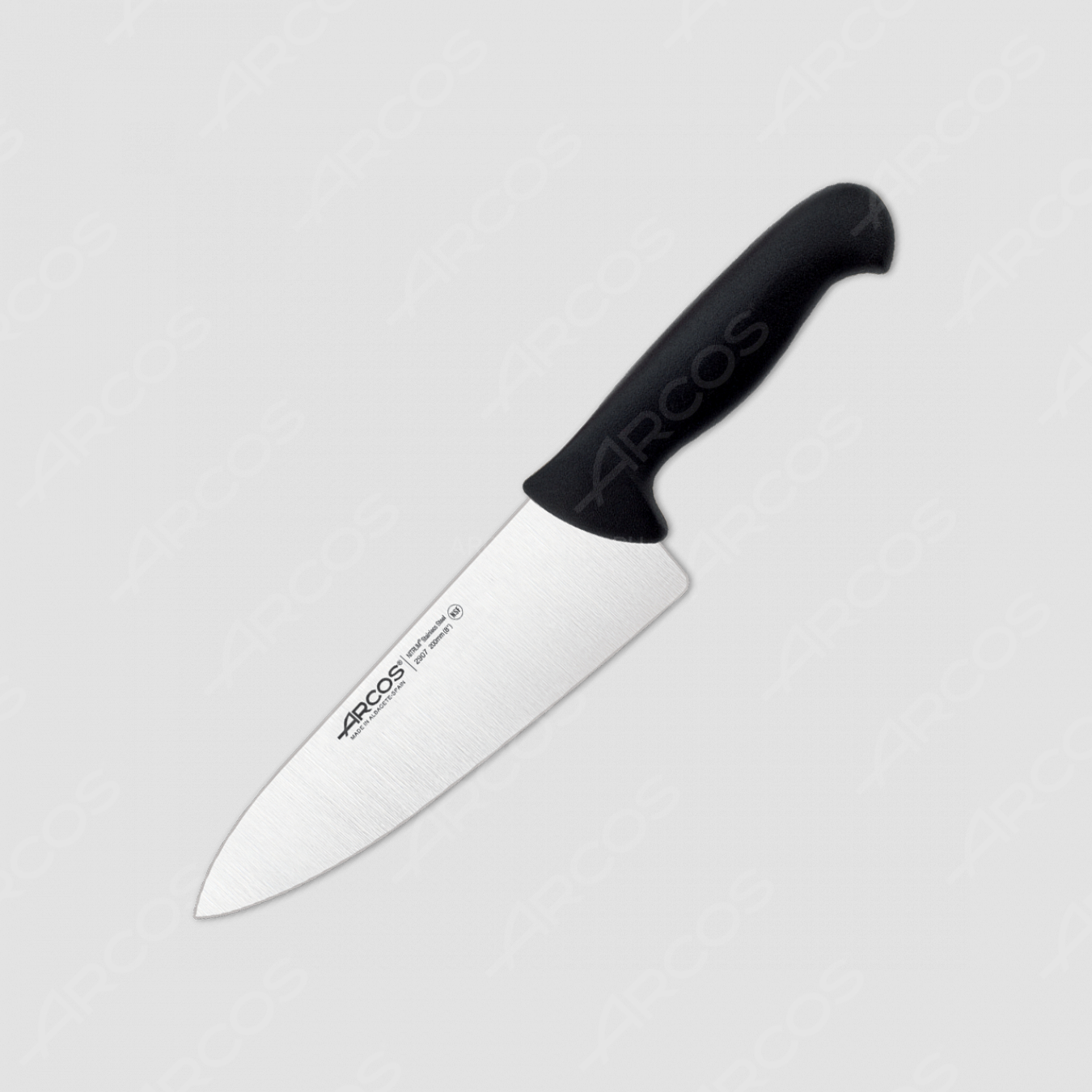 Нож кухонный поварской 20 см, цвет рукояти черный, серия 2900, ARCOS, Испания