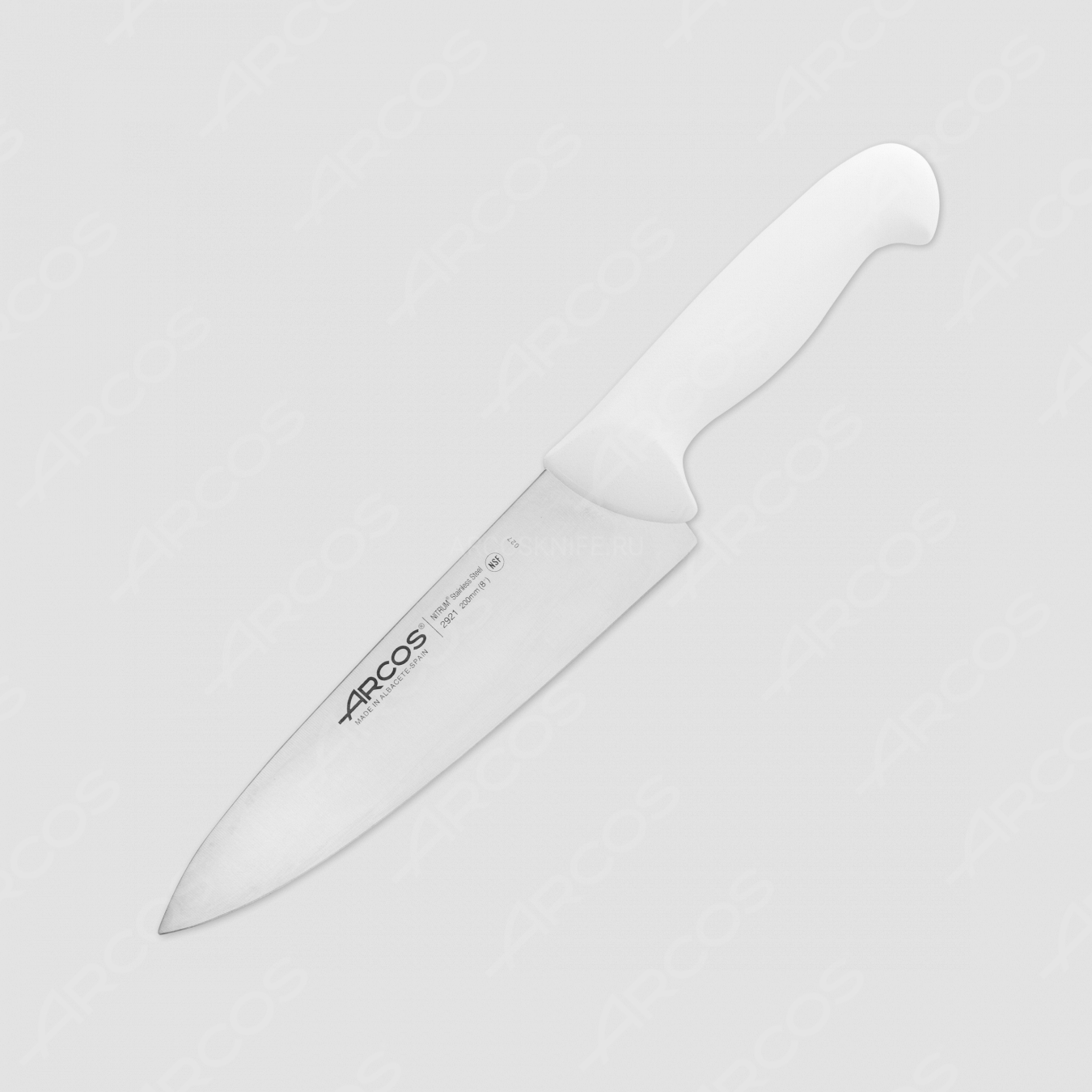 Профессиональный поварской кухонный нож 20 см, рукоять - белая, серия 2900, ARCOS, Испания